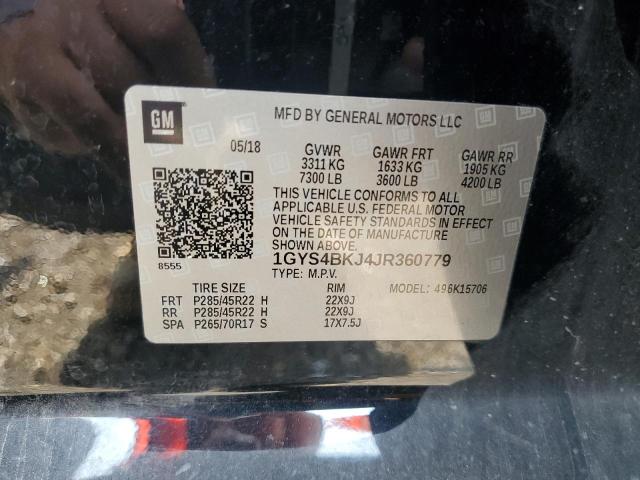 1GYS4BKJ4JR360779 - 2018 CADILLAC ESCALADE LUXURY Чорний фото 13