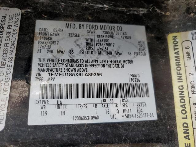 1FMFU185X6LA89356 - 2006 FORD EXPEDITION EDDIE BAUER BLACK photo 13