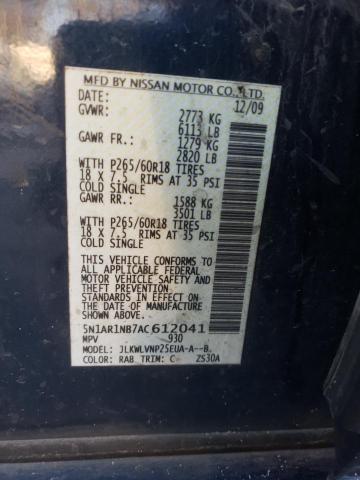 5N1AR1NB7AC612041 - 2010 NISSAN PATHFINDER S BLACK photo 13