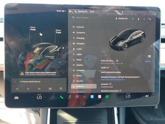 5YJ3E1EA7KF410594 - 2019 TESLA MODEL 3 BLACK photo 9