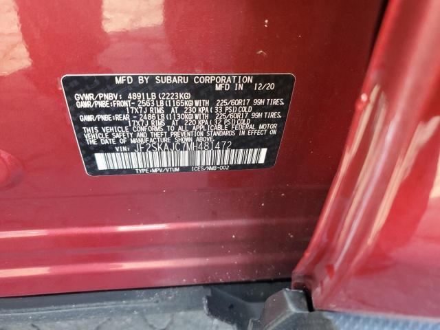 JF2SKAJC7MH481472 - 2021 SUBARU FORESTER PREMIUM RED photo 12