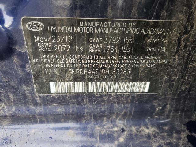 5NPDH4AE1DH183283 - 2013 HYUNDAI ELANTRA GLS BLUE photo 12