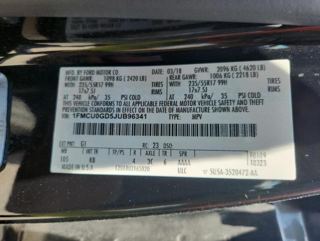 1FMCU0GD5JUB96341 - 2018 FORD ESCAPE SE Қара фото 13