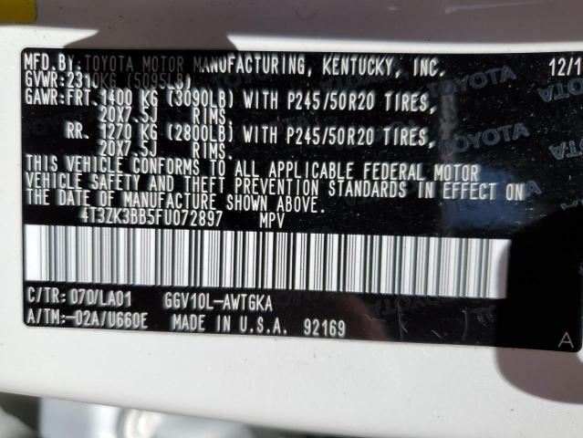 4T3ZK3BB5FU072897 - 2015 TOYOTA VENZA LE Ağ foto 14