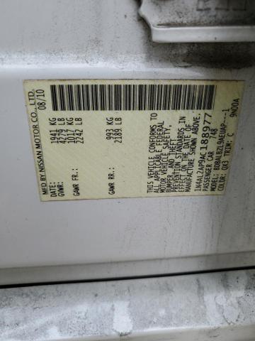 1N4AL2AP9AC188977 - 2010 NISSAN ALTIMA BASE თეთრი ფოტო 12