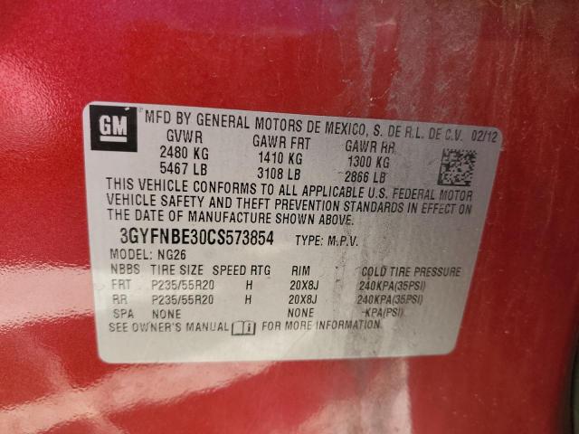 3GYFNBE30CS573854 - 2012 CADILLAC SRX PERFORMANCE COLLECTION წითელი ფოტო 13