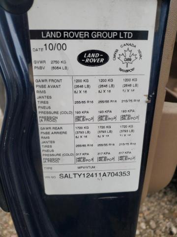 SALTY12411A704353 - 2001 LAND ROVER DISCOVERY SE BLUE photo 13