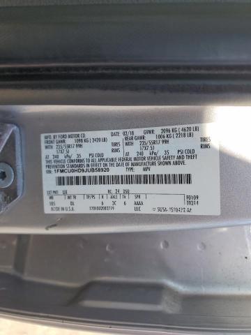 1FMCU0HD9JUB58920 - 2018 FORD ESCAPE SEL SILVER photo 13