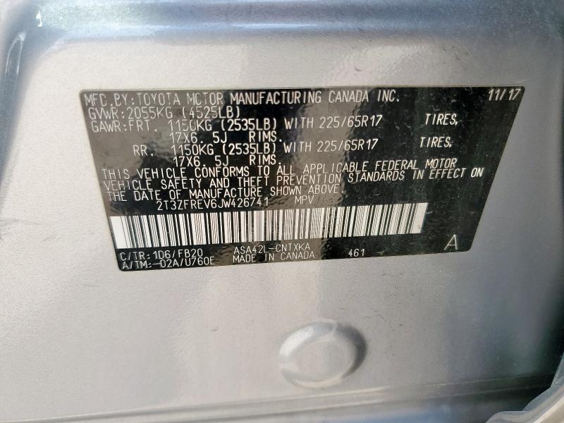 2T3ZFREV6JW426741 - 2018 TOYOTA RAV4 LE 银色 照片 13