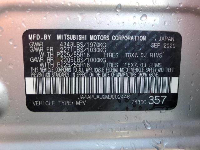 JA4APUAU2MU002446 - 2021 MITSUBISHI OUTLANDER ES SILVER photo 14