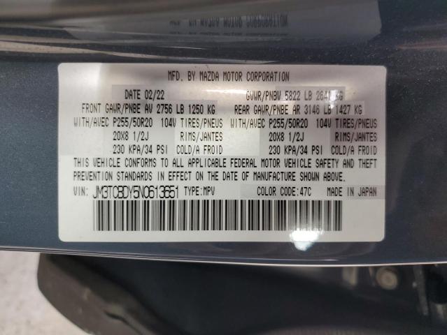 JM3TCBDY5N0613651 - 2022 MAZDA CX-9 GRAND TOURING BLUE photo 13