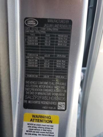 SALZP2FX6LH080406 - 2020 LAND ROVER RANGE ROVE SE SILVER photo 13