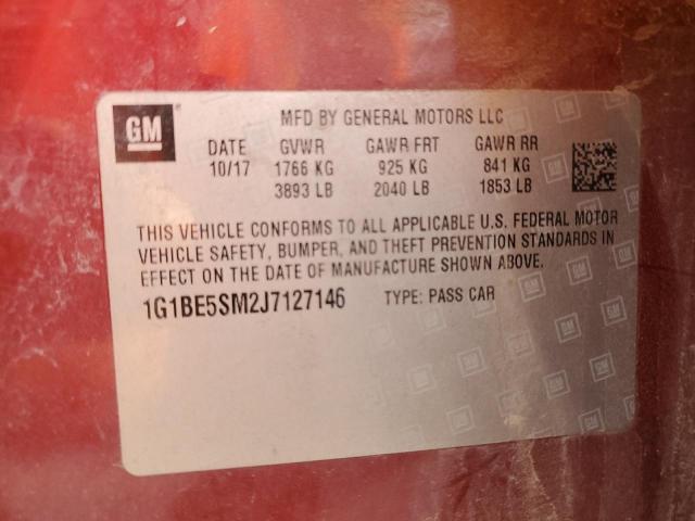 1G1BE5SM2J7127146 - 2018 CHEVROLET CRUZE LT RED photo 12