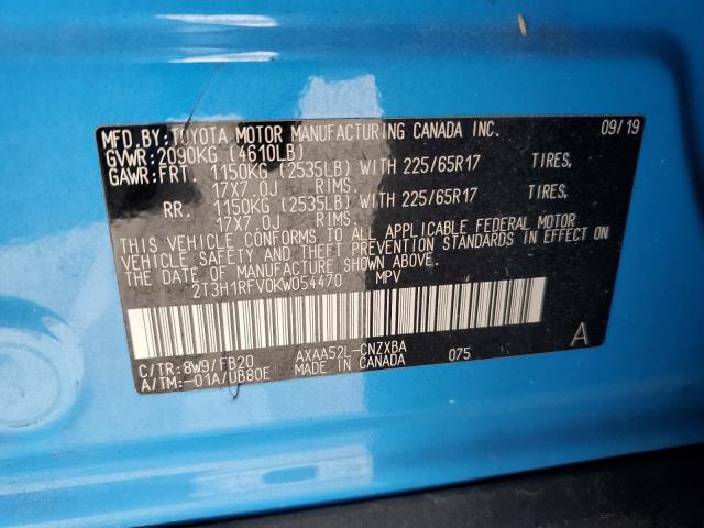 2T3H1RFV0KW054470 - 2019 TOYOTA RAV4 LE Mavi foto 13