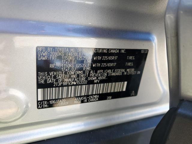 2T3P1RFV3MW153332 - 2021 TOYOTA RAV4 XLE SILVER photo 13