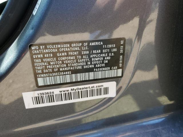 1VWBS7A35EC054692 - 2014 VOLKSWAGEN PASSAT SE GRAY photo 12