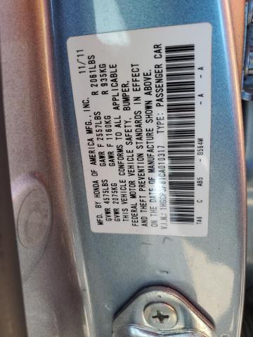 1HGCP3F81CA010317 - 2012 HONDA ACCORD EXL BLUE photo 12