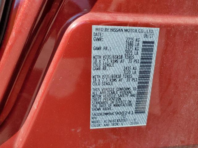 5N1DR2MM9HC900241 - 2017 NISSAN PATHFINDER S 红色 照片 13