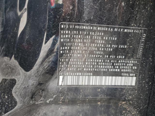 3VV3B7AX4MM115006 - 2021 VOLKSWAGEN TIGUAN SE BLACK photo 13