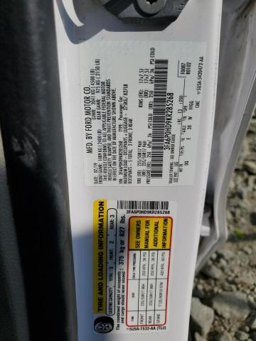 3FA6P0HD9KR285268 - 2019 FORD FUSION SE თეთრი ფოტო 12