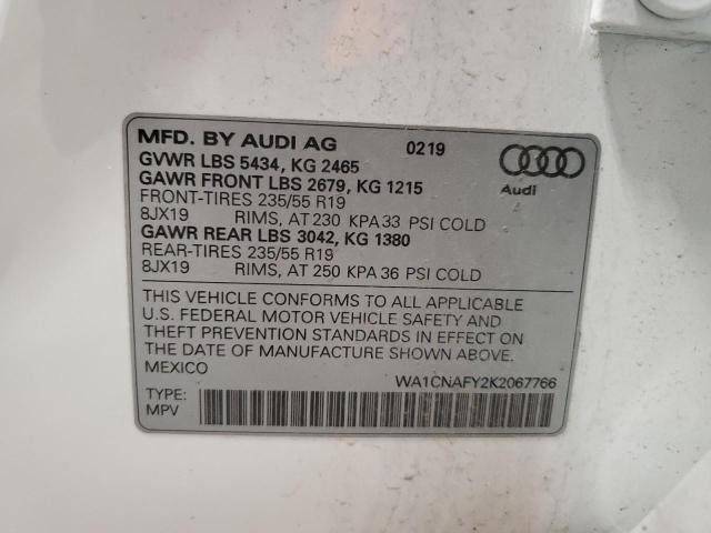 WA1CNAFY2K2067766 - 2019 AUDI Q5 PRESTIGE თეთრი ფოტო 13