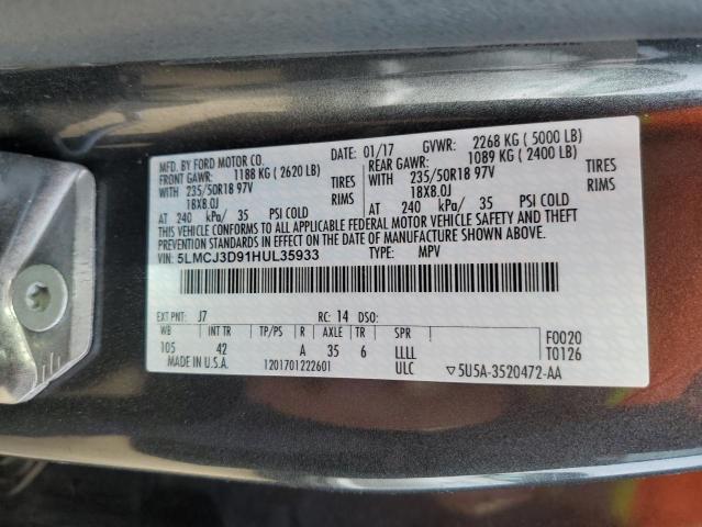 5LMCJ3D91HUL35933 - 2017 LINCOLN MKC RESERVE GRAY photo 13