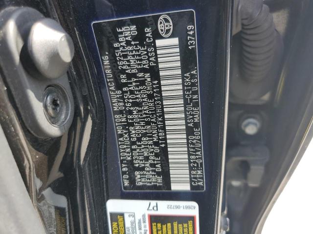 4T1BF1FK1HU317114 - 2017 TOYOTA CAMRY LE BLACK photo 12