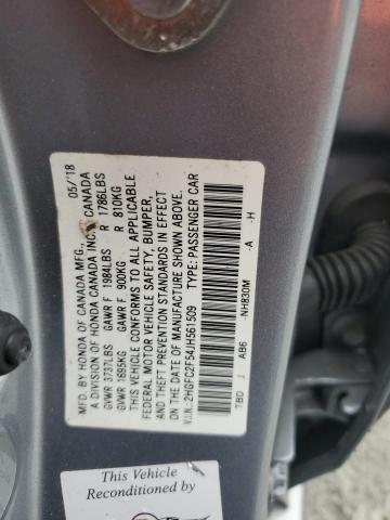 2HGFC2F54JH561509 - 2018 HONDA CIVIC LX 银色 照片 12