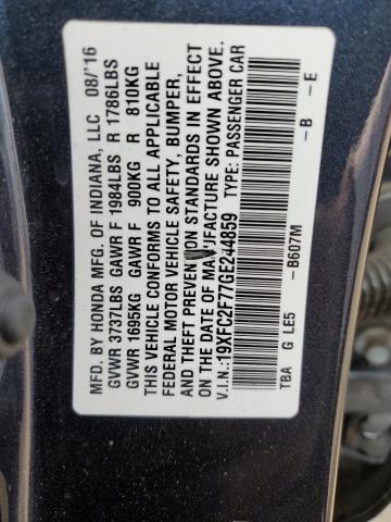 19XFC2F77GE244859 - 2016 HONDA CIVIC EX CHARCOAL photo 12