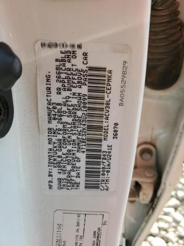 4T1BE32K43U210099 - 2003 TOYOTA CAMRY LE 白色 照片 12