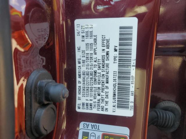 5J6RM4H34DL067233 - 2013 HONDA CR-V LX BURGUNDY photo 13