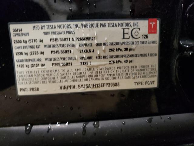 5YJSA1H13EFP39588 - 2014 TESLA MODEL S Սև լուսանկար 12
