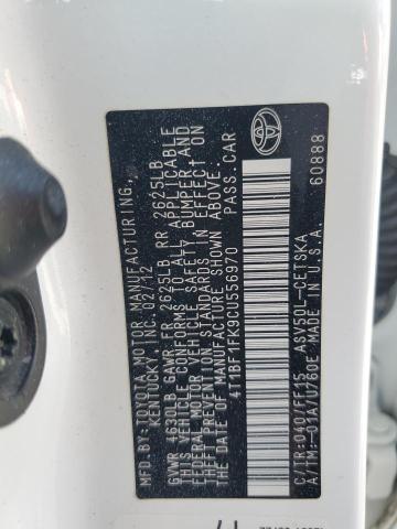 4T1BF1FK9CU556970 - 2012 TOYOTA CAMRY BASE WHITE photo 12