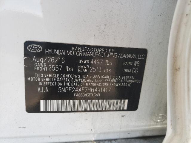 5NPE24AF7HH491417 - 2017 HYUNDAI SONATA SE WHITE photo 13