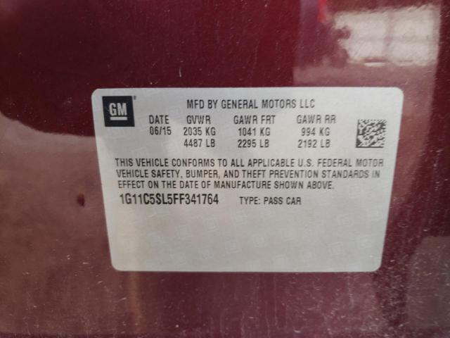 1G11C5SL5FF341764 - 2015 CHEVROLET MALIBU 1LT 红色 照片 12