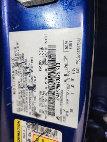 3FA6P0HR4DR261913 - 2013 FORD FUSION SE BLUE photo 13