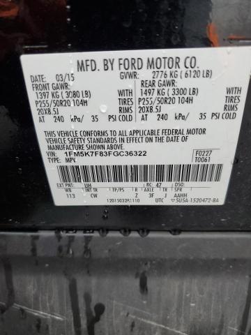 1FM5K7F83FGC36322 - 2015 FORD EXPLORER LIMITED Qara foto 13