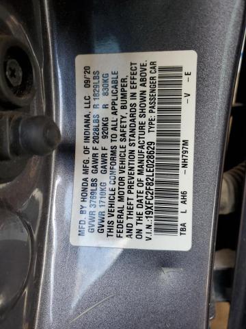 19XFC2F82LE028629 - 2020 HONDA CIVIC SPORT 灰色 照片 12