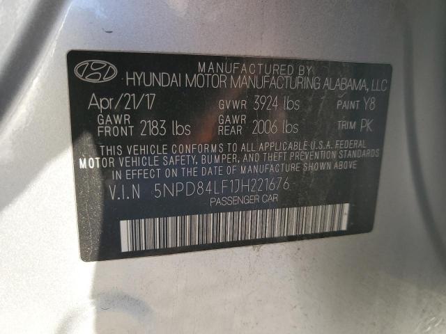 5NPD84LF1JH221676 - 2018 HYUNDAI ELANTRA SEL SILVER photo 12