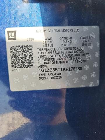 1G1ZB5ST1KF176280 - 2019 CHEVROLET MALIBU LS ლურჯი ფოტო 12