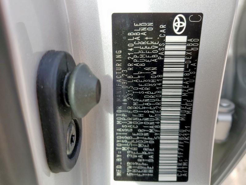 5YFB4MDE2RP081418 - 2024 TOYOTA COROLLA LE ნაცრისფერი ფოტო 12