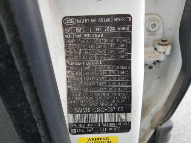 SALVR2BG8GH087166 - 2016 LAND ROVER RANGE ROVE HSE WHITE photo 13