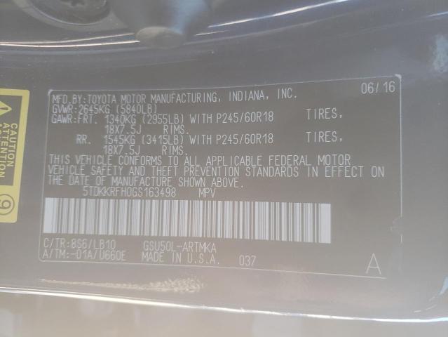 5TDKKRFH0GS163498 - 2016 TOYOTA HIGHLANDER XLE BLUE photo 13