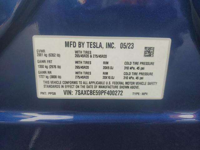 7SAXCBE59PF400272 - 2023 TESLA MODEL X BLUE photo 13
