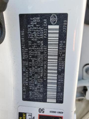 4T1C31AK9LU524587 - 2020 TOYOTA CAMRY LE WHITE photo 13
