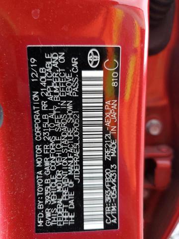 JTDEPRAE5LJ090521 - 2020 TOYOTA COROLLA LE RED photo 12