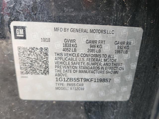 1G1ZB5ST9KF119857 - 2019 CHEVROLET MALIBU LS Czarny zdjęcie 13