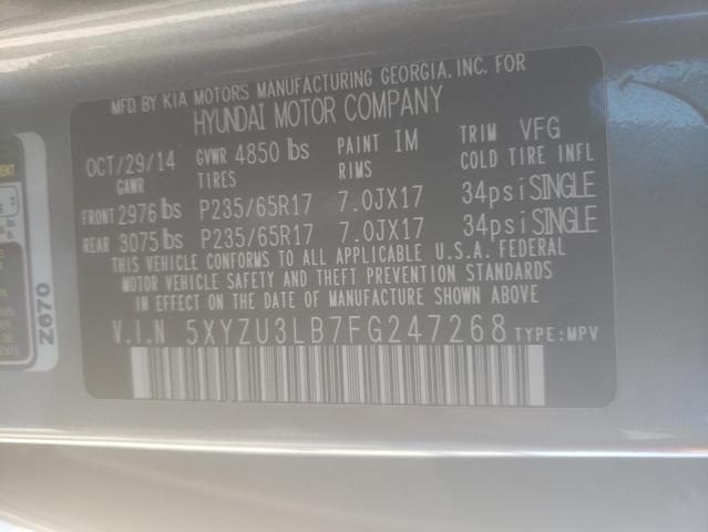 5XYZU3LB7FG247268 - 2015 HYUNDAI SANTA FE S GRAY photo 13