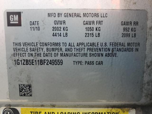 1G1ZB5E11BF249559 - 2011 CHEVROLET MALIBU LS Күміс фото 12