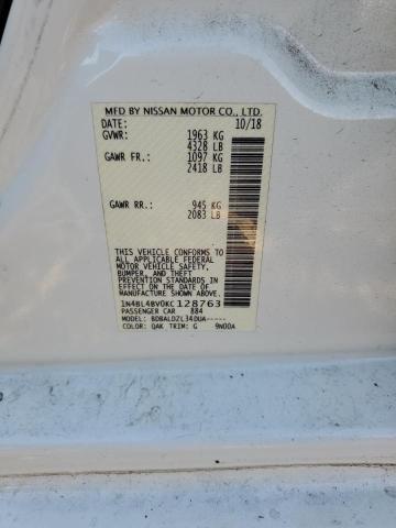 1N4BL4BV0KC128763 - 2019 NISSAN ALTIMA S WHITE photo 12